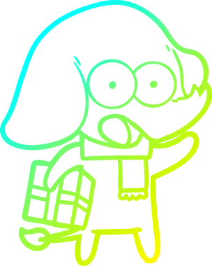 Bir insan tarafından çizilmiş şirin bir filin soğuk gradyan çizgisi