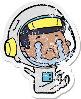 Bir insan tarafından çizilmiş ağlayan bir astronotun sıkıntılı çıkartması.