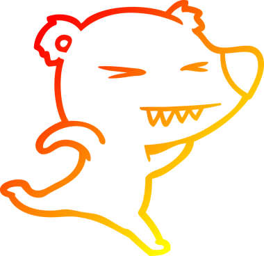 Bir insan tarafından çizilmiş, çalışan bir kutup ayısının sıcak çizgi çizimi.