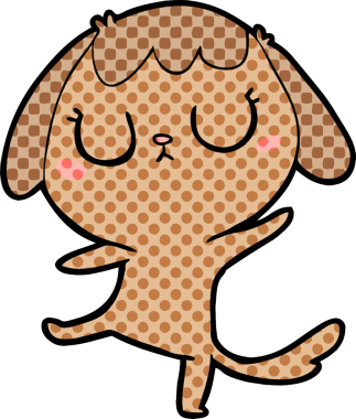 Bir insan tarafından çizilmiş şirin bir çizgi film köpeği.