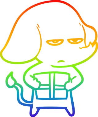 gökkuşağı gradyan çizimi bir insan tarafından çizilmiş bir karikatür fili