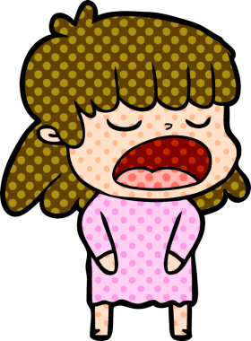 Çizgi filmdeki kadın bir insan tarafından yüksek sesle çizilmiş.