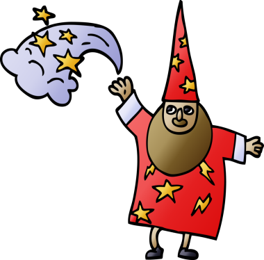 çizgi film karalama sihirbazı bir insan tarafından çizilmiş büyü