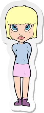 Bir insan tarafından çizilmiş bir karikatür kadının çıkartması.