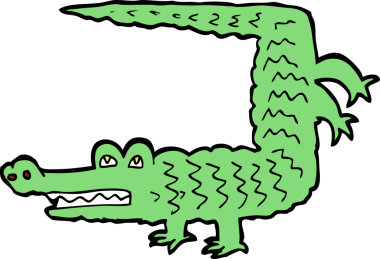 Bir insan tarafından çizilmiş timsah çizgi filmi.