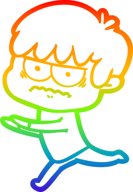 Gökkuşağı gradyan çizgi çizimi Bir insan tarafından çizilmiş bir çizgi film çocuğu