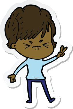 Bir insan tarafından çizilmiş, hayal kırıklığına uğramış bir kadının çıkartması.