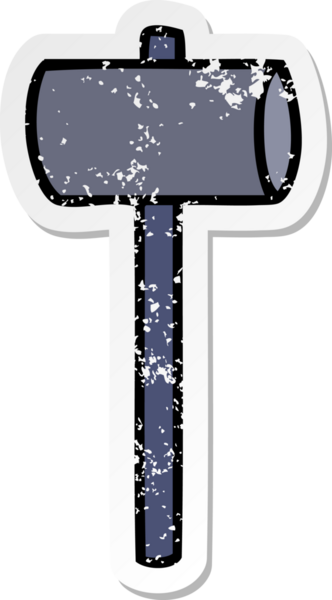 Bir insan tarafından çizilmiş bir tokmağın çizilmiş, kederli çıkartması.