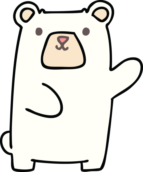 Bir insan tarafından çizilmiş garip karikatür kutup ayısı.