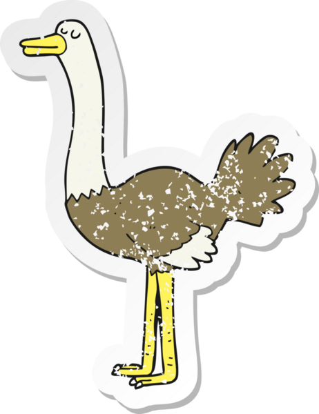 Bir insan tarafından çizilmiş deve kuşunun gerilimli çıkartması.