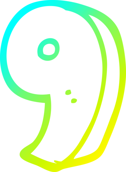 Bir insan tarafından çizilmiş dokuz numaralı karikatürün soğuk gradyan çizimi