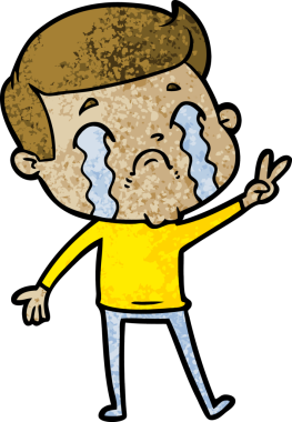 Bir insan tarafından çizilmiş ağlayan çizgi film adamı.