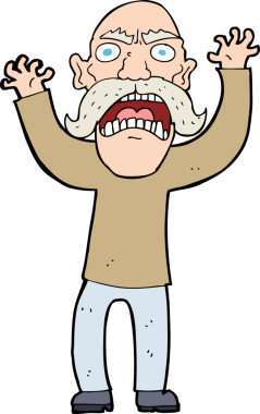 Bir insan tarafından çizilmiş kızgın yaşlı bir adam.