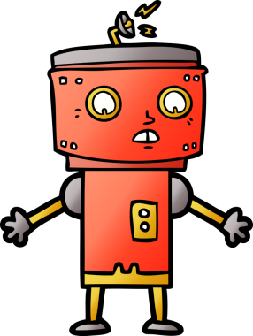 Bir insan tarafından çizilmiş çizgi film robotu