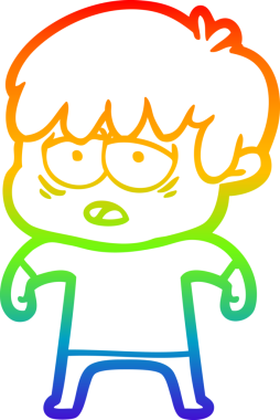 gökkuşağı gradyan çizgi çizimi bir insan tarafından çizilmiş bitkin bir çocuk