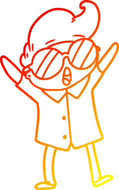 Bir insan tarafından çizilmiş gözlük takan çizgi film çocuğu çizimi.