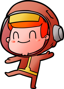 Bir insan tarafından çizilmiş mutlu astronot.