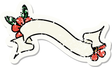 Geleneksel bir pankart stili ve bir insan tarafından çizilmiş çiçek dövmesi.