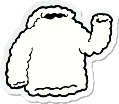 Bir insan tarafından çizilmiş kapüşonlu bir karikatür etiketi.