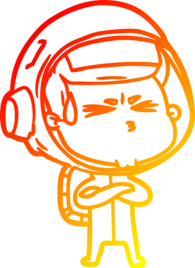 Bir çizgi film karakteri, bir insan tarafından çizilmiş astronot çizimi.