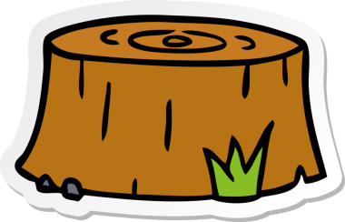 Bir insan tarafından çizilmiş ağaç kütüğünün el çizimi karikatürü.