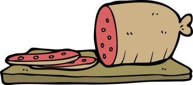 Bir insan tarafından çizilmiş dilimlenmiş sosis.