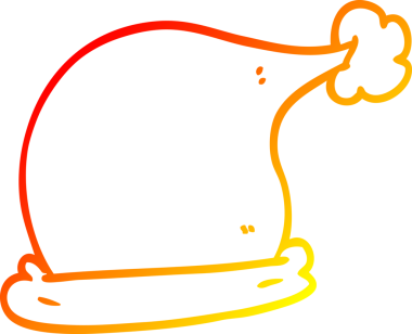 Bir insan tarafından çizilmiş bir karikatür Noel şapkasının sıcak çizgi çizimi