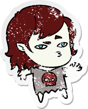 Bir insan tarafından çizilmiş vampir bir kızın sıkıntılı çıkartması.