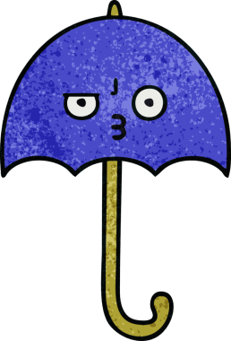 Bir insan tarafından çizilmiş eski grunge desenli şemsiye.