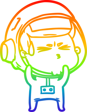 Bir insan tarafından çizilen gökkuşağı gradyan çizimi stresli astronot