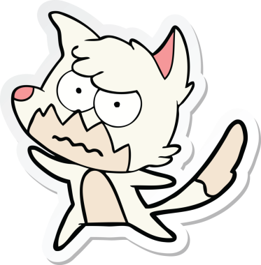 Bir insan tarafından çizilmiş, kızgın tilki çıkartması.