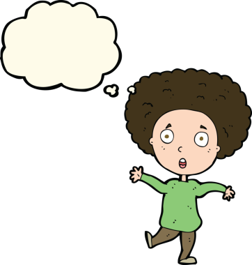 Bir insan tarafından çizilmiş düşünce baloncuğu ile ürkmüş bir insan.