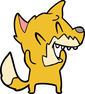 Bir insan tarafından çizilmiş gülen tilki çizgi filmi.