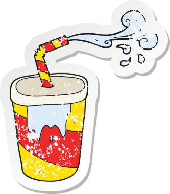 Bir insan tarafından çizilmiş bir karikatür gazozunun gerilimli etiketi.