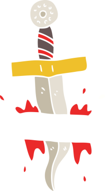 Bir insan tarafından çizilmiş bir hançer dövmesinin düz renk çizimi