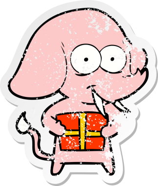 Bir insan tarafından çizilmiş mutlu bir filin sıkıntılı çıkartması.