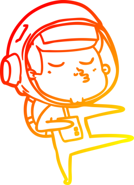 Bir insan tarafından çizilmiş kendinden emin bir astronotun sıcak çizgi çizimi