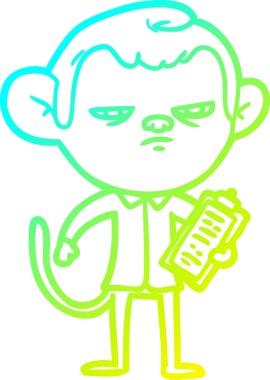 Bir insan tarafından çizilmiş kızgın maymun patronun soğuk gradyan çizimi.