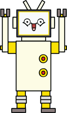 Bir insan tarafından çizilmiş mutlu bir robot çizimi.