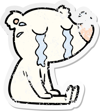 Bir insan tarafından çizilmiş kutup ayısı ağlayan karikatür çıkartması.