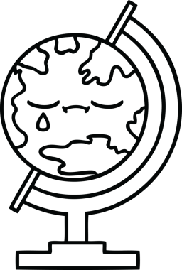 Bir insan tarafından çizilmiş dünyanın karikatürü.