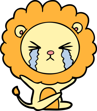 Bir insan tarafından çizilmiş ağlayan bir aslan.