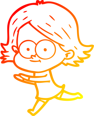 Bir insan tarafından çizilmiş mutlu bir çizgi film kızı çizimi