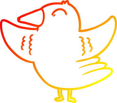 Bir çizgi film kuşunun insan tarafından çizilmiş kanatları çizdiği sıcak çizgi.