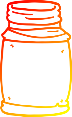 Bir insan tarafından çizilmiş karikatür cam kavanozunun sıcak çizgi çizimi