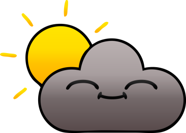 Bir fırtına bulutu ve bir insan tarafından çizilen güneşin gölgeli karikatürü