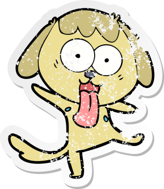 Bir insan tarafından çizilmiş şirin bir köpeğin sıkıntılı çıkartması.