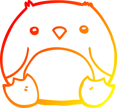 Bir insan tarafından çizilen karikatür pengueninin sıcak çizgi çizimi