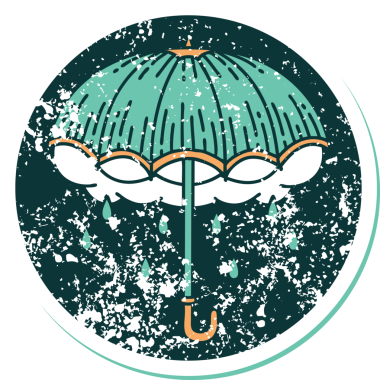 Bir insan tarafından çizilmiş şemsiye ve fırtına bulutunun sembolik dövmeli görüntüsü