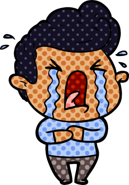 Bir insan tarafından çizilmiş ağlayan bir karikatür.